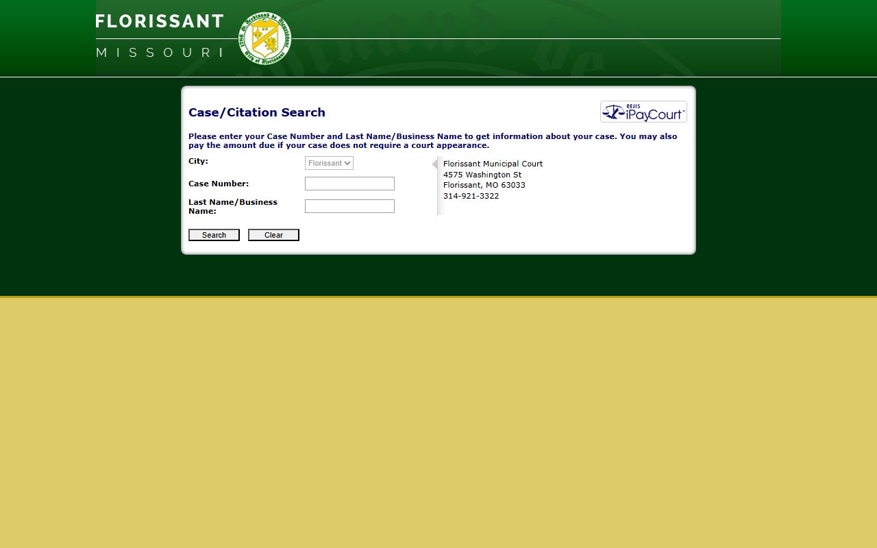 Florissant Missouri iPayCourt online payment portal for traffic court fines