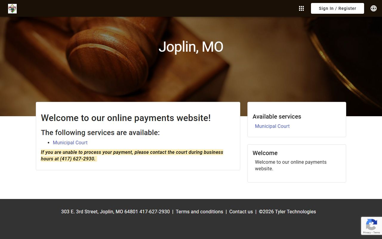 Joplin Missouri municipal online payment portal for traffic court fines and citations