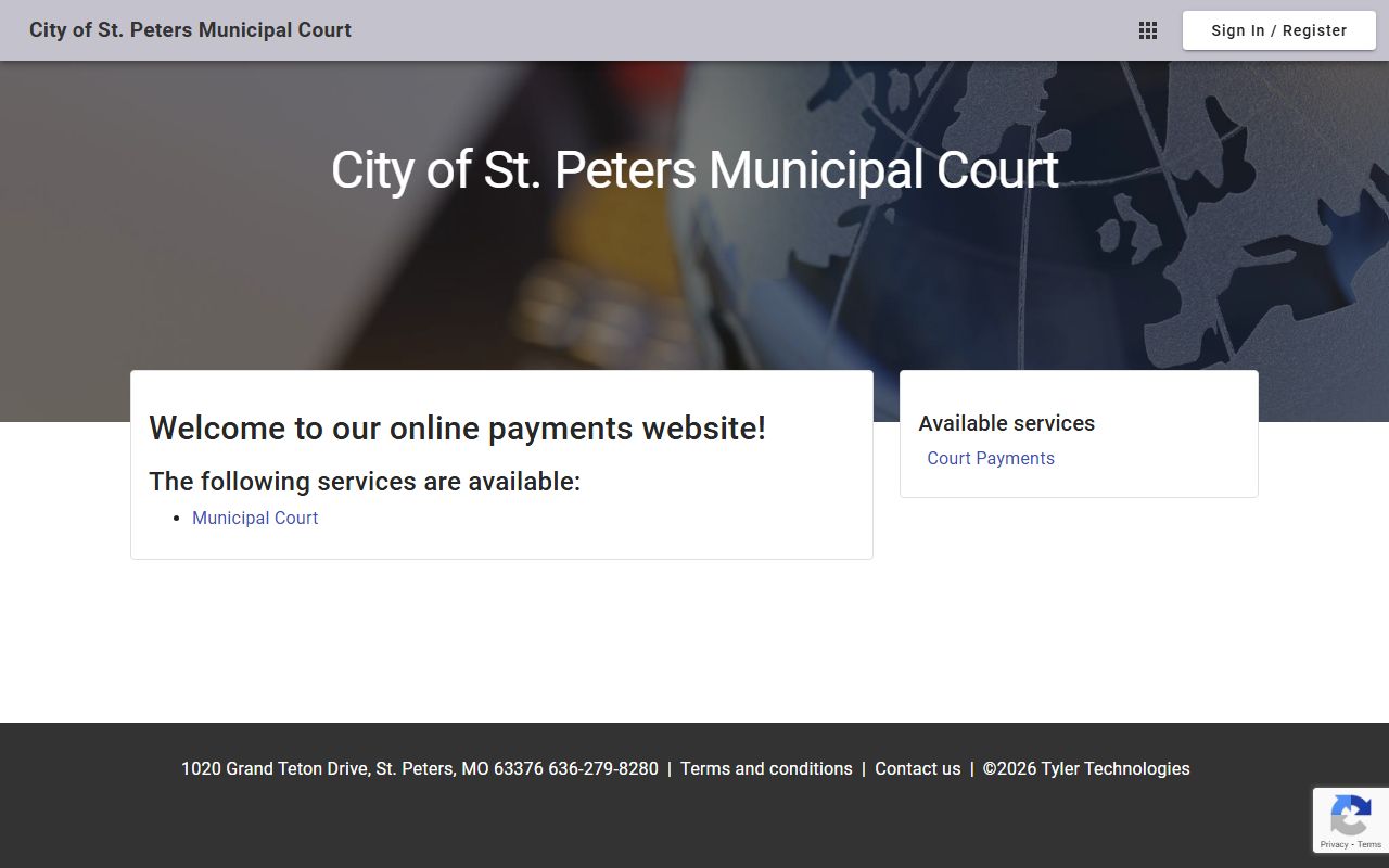 St. Peters Missouri municipal online payment portal for traffic court fines