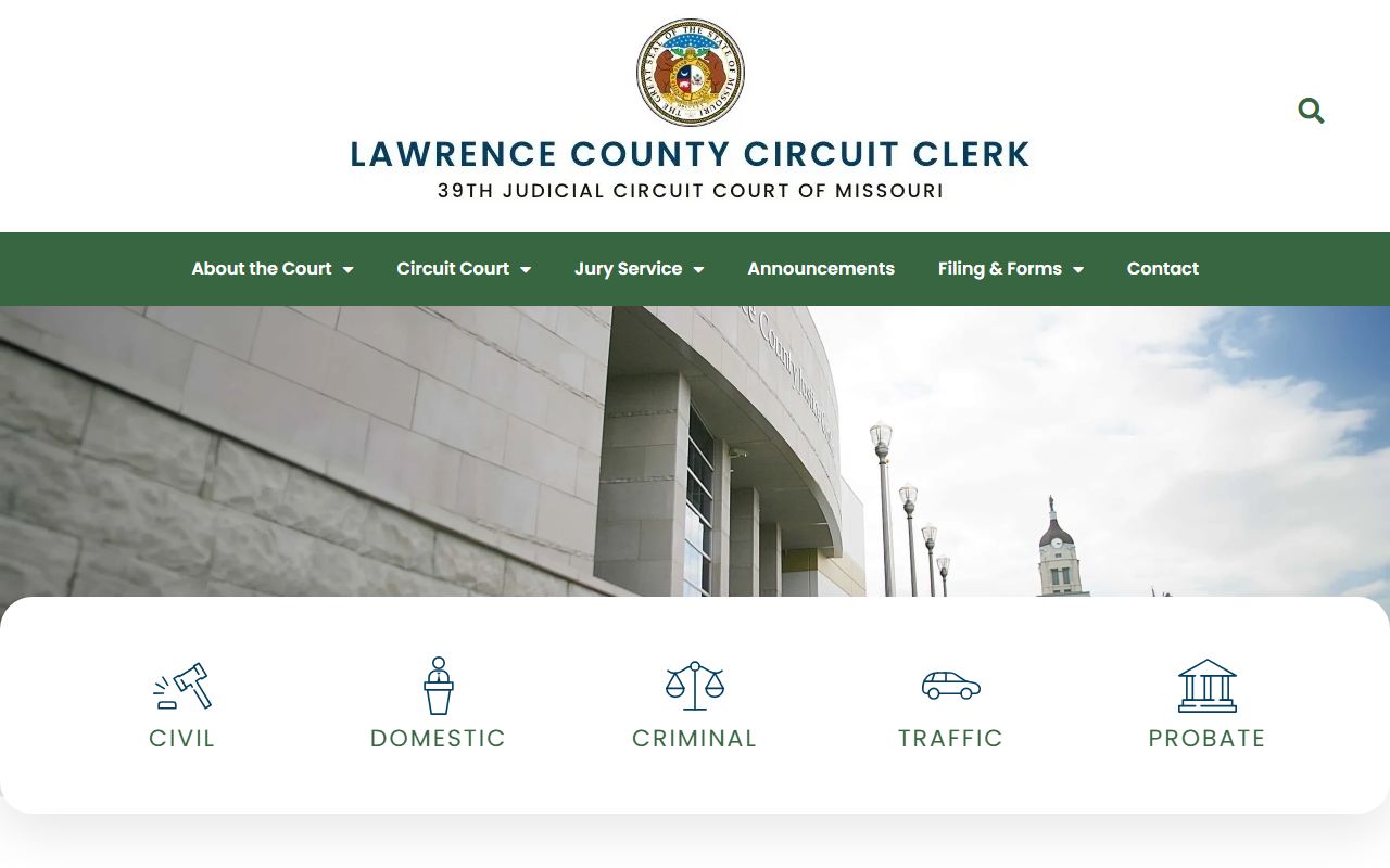 Lawrence County 39th Judicial Circuit Clerk website for traffic court records