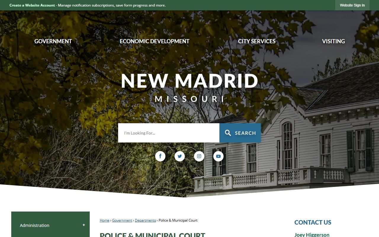 New Madrid Police and Municipal Court page for New Madrid County traffic court records
