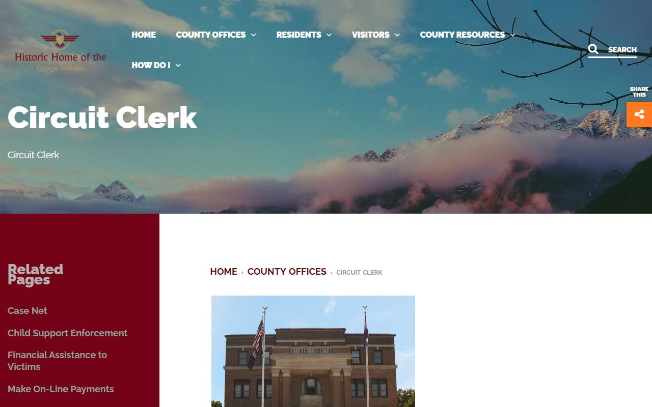 Osage County Circuit Court Clerk webpage for Osage County traffic court records