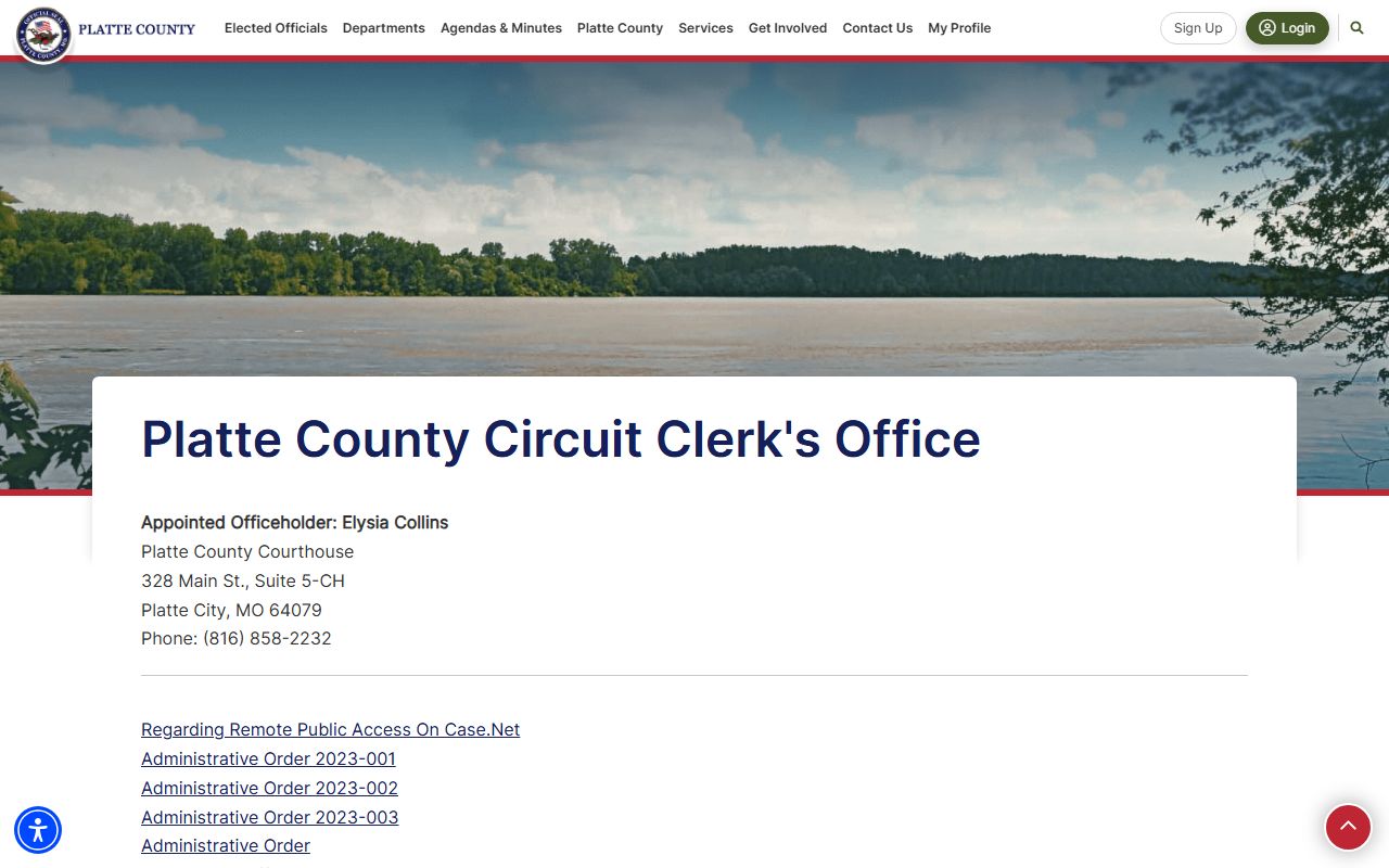 Platte County Circuit Clerk official webpage for traffic court records in Platte County