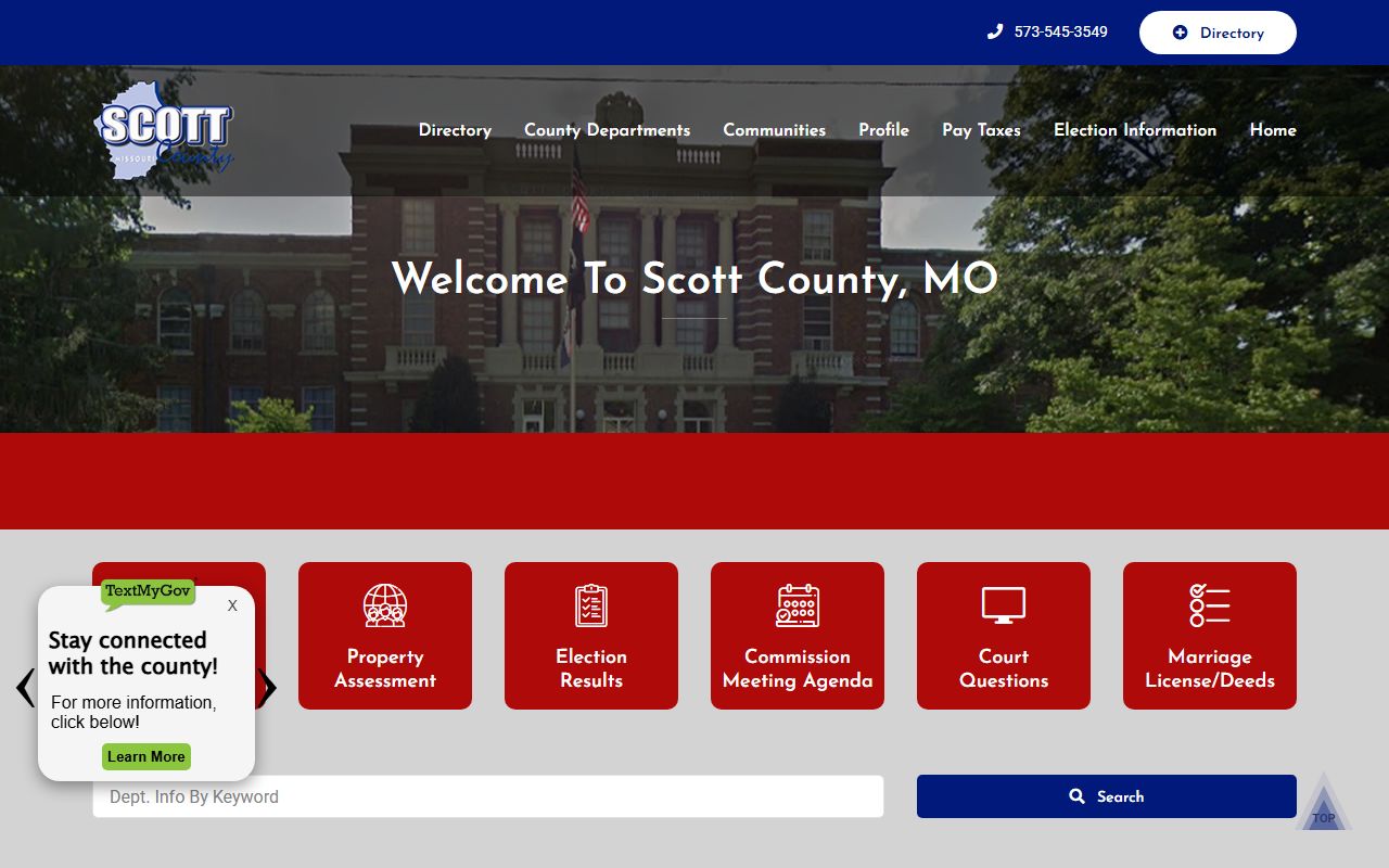 Scott County Missouri website for Scott County traffic court records