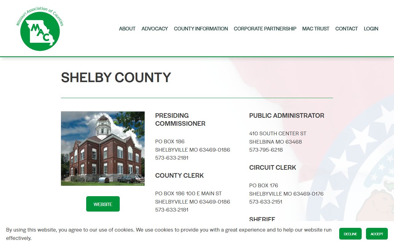 Shelby County Missouri profile page for Shelby County traffic court records