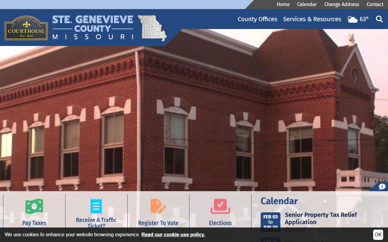 Ste. Genevieve County official website for traffic court records and county resources