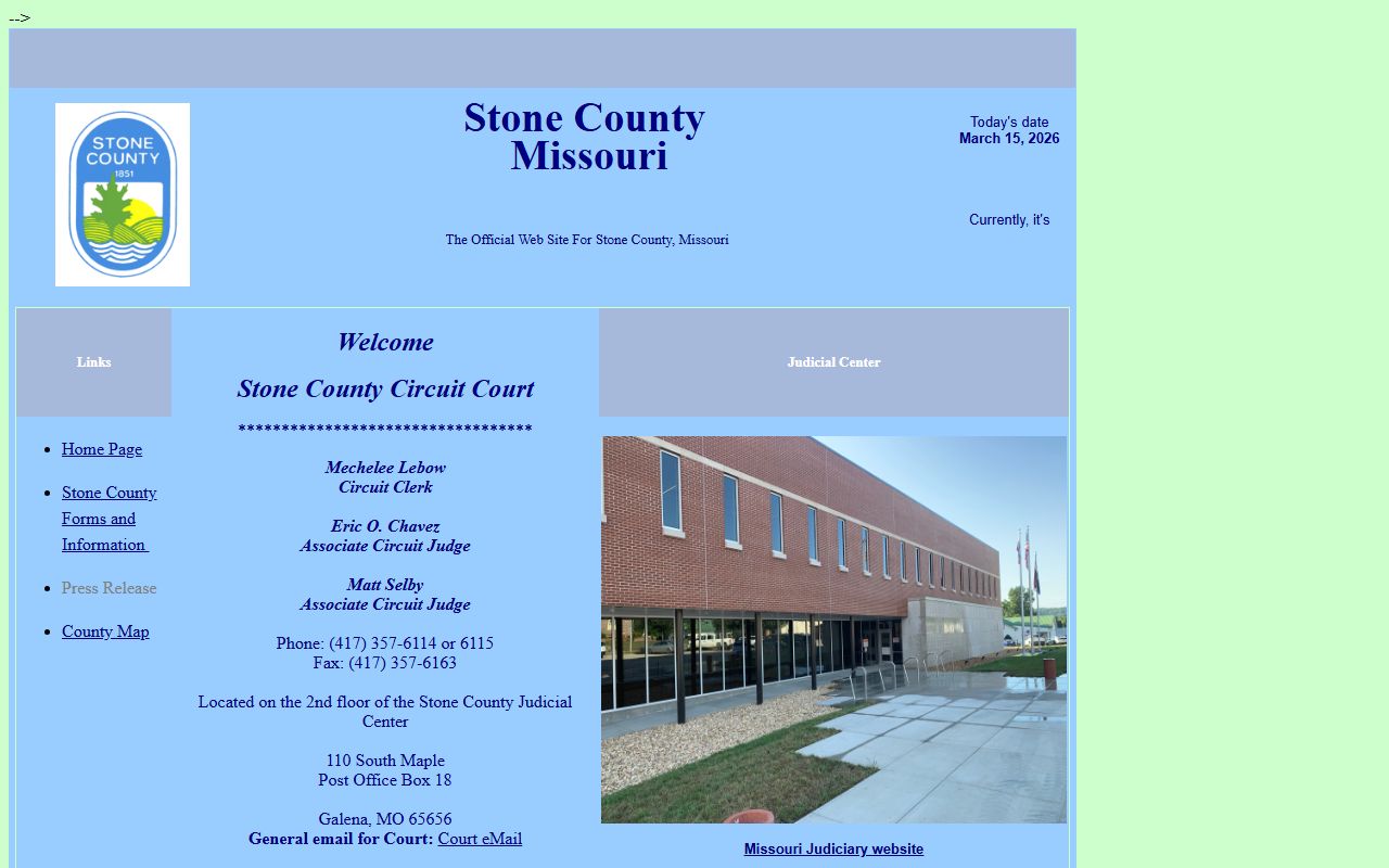 Stone County Circuit Court page for Stone County traffic court records