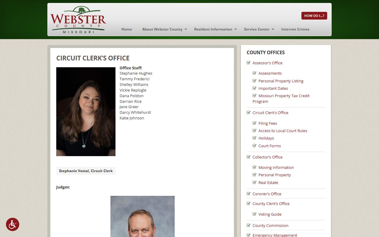 Webster County Circuit Clerk page for Webster County traffic court records