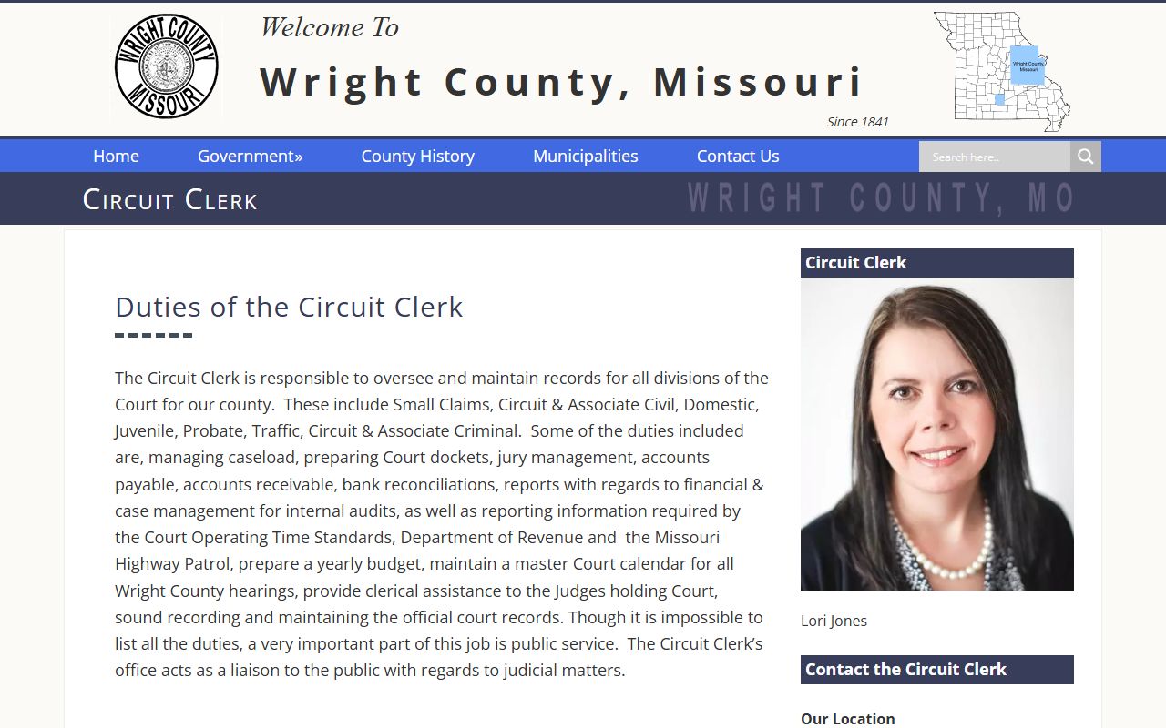 Wright County Circuit Clerk page for Wright County traffic court records